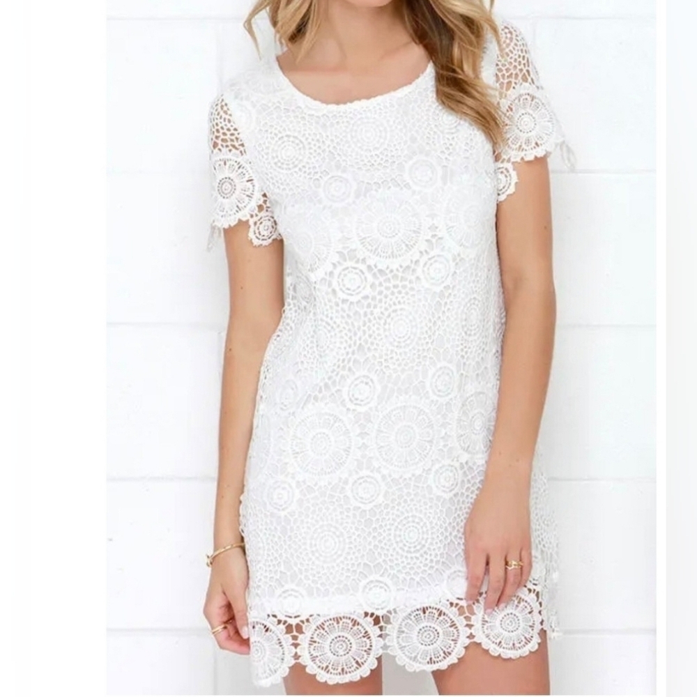 ❤️ LULUS FEELIN' FINE LACE SHIFT MINI DRESS, XS